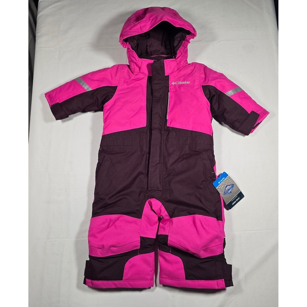 Columbia Omni-Tech Kids Snowsuit Pink Purple Waterproof Insulated Bunting 6-12M